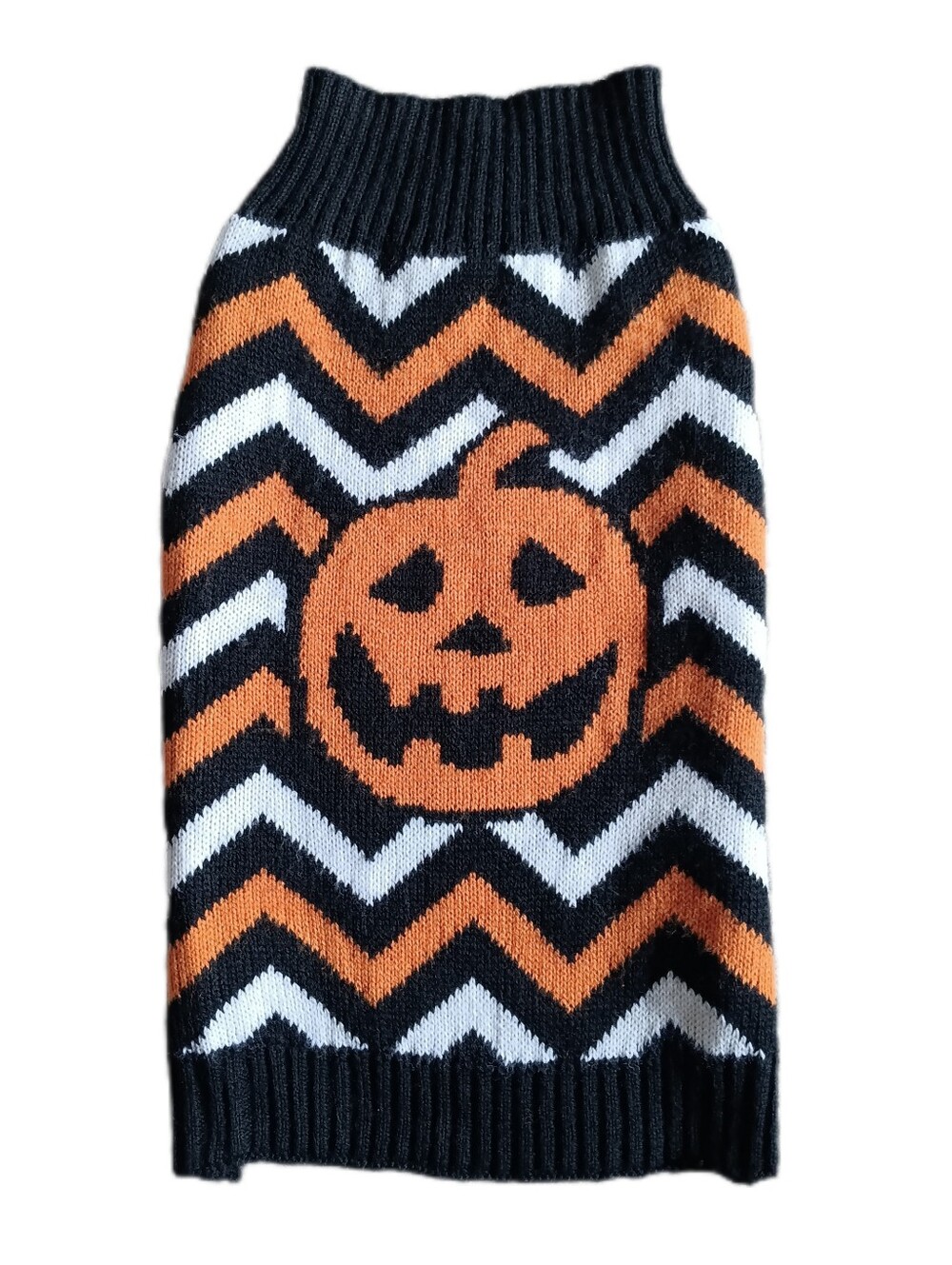 🖤🧡 SimplyDog Halloween Pumpkin Dog Pets Sweater Chevron Medium Black Orange